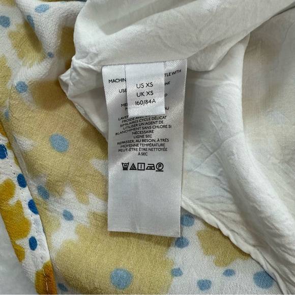 Vera For Anthropologie Buttercup Cheerful Floral Print Mini Dress Sz XS Yellow - Picture 7 of 13